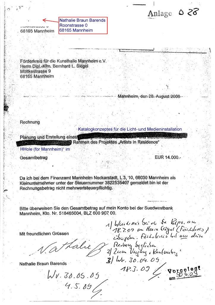 Rechnung fr Katalogkonzeptes